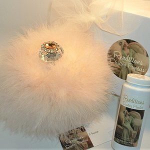Peach Sangria Scented Dusting Powder w/ Puff & Stand ~ Vanity Set